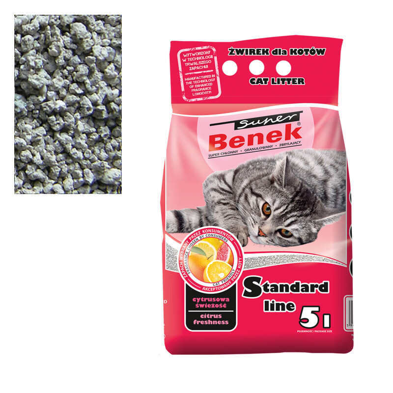 Super Benek (Супер Бенек) Standard Line Citrus – Бентонитовый наполнитель Стандарт для кошачьего туалета с ароматом цитруса (5 л) в E-ZOO