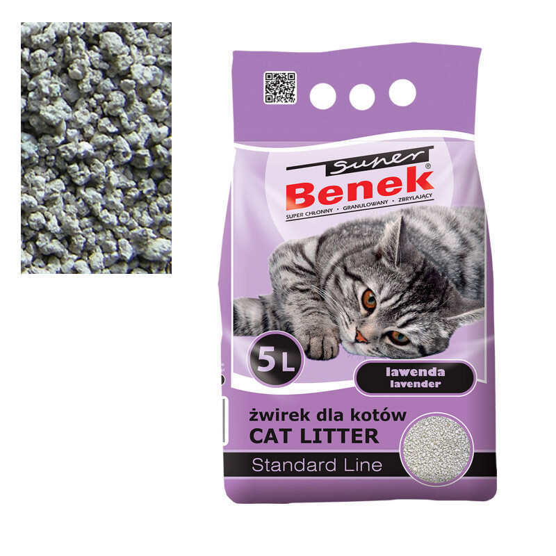 Super Benek (Супер Бенек) Standard Line Lavender – Бентонітовий наповнювач Стандарт для котячого туалету з ароматом лаванды (5 л) в E-ZOO