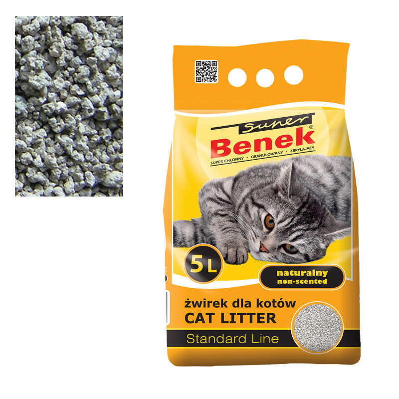Super Benek (Супер Бенек) Standard Line Natural – Бентонитовый наполнитель Стандарт для кошачьего туалета без аромата (5 л) в E-ZOO