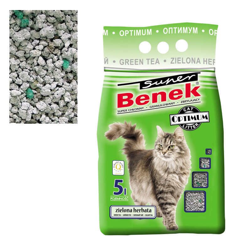 Super Benek (Супер Бенек) Optimum Line Green Tea – Бентонитовый наполнитель Оптимум для кошачьего туалета с ароматом зеленого чая (5 л) в E-ZOO