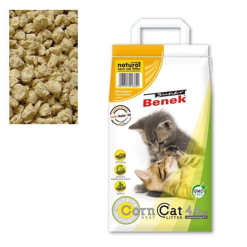Super Benek (Супер Бенек) Corn Line Cat Litter Natural – Наполнитель кукурузный стандартный для кошачьего туалета без аромата (14 л / 8,8 кг) в E-ZOO