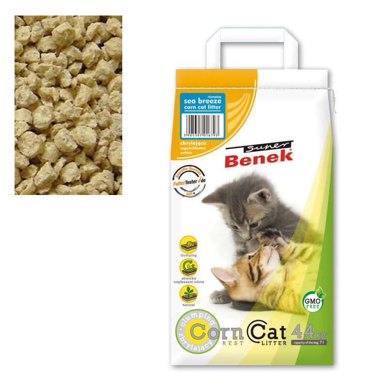 Super Benek (Супер Бенек) Corn Line Cat Litter Sea Breeze – Наполнитель кукурузный стандартный для кошачьего туалета с ароматом морского бриза (14 л / 8,8 кг) в E-ZOO