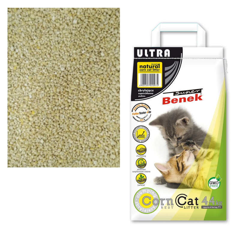 Super Benek (Супер Бенек) Corn Line Ultra Cat Litter Natural – Наповнювач кукурудзяний Ультра для котячого туалету без аромату (7 л / 4,4 кг) в E-ZOO