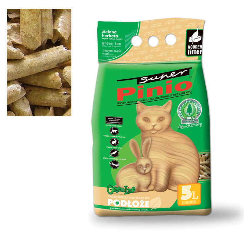 Super Pinio (Супер Пинио) Wood Cat Litter Green Tea – Универсальный древесный наполнитель для животных и птиц с ароматом зеленого чаю (5 л) в E-ZOO