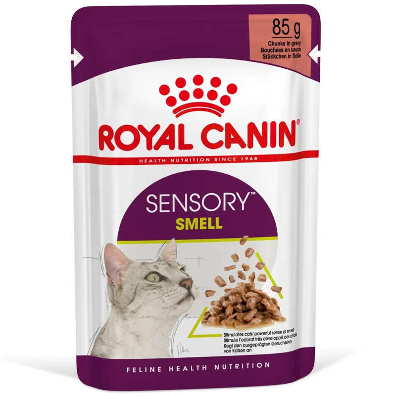 Royal Canin (Роял Канін) Sensory Smell in Gravy – Вологий корм з м'ясом та рибою для дорослих котів, що стимулює нюхові рецептори (шматочки в соусі) (85 г) в E-ZOO