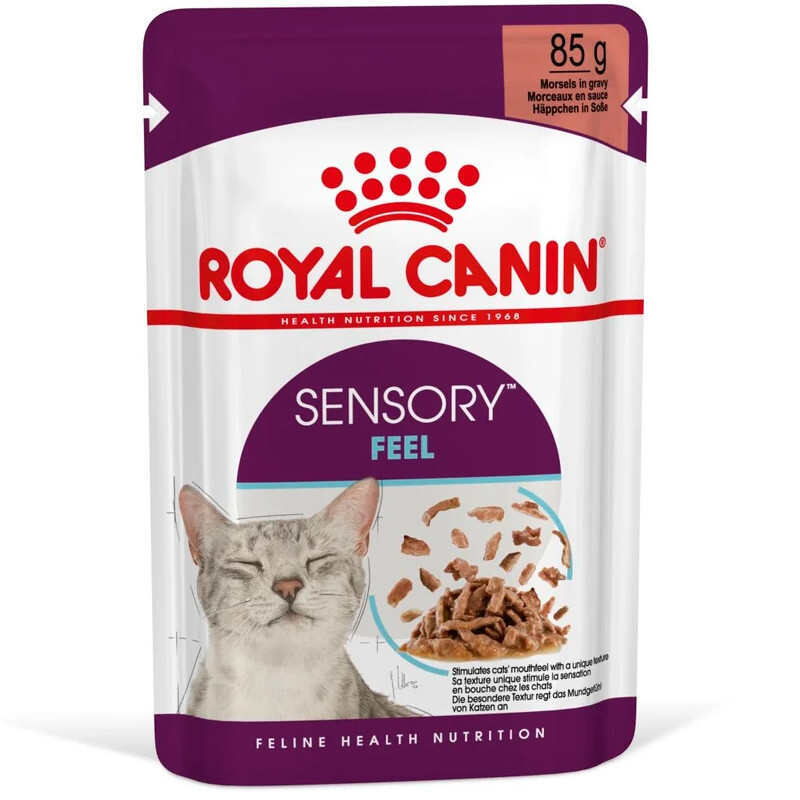 Royal Canin (Роял Канин) Sensory Feel in Gravy – Влажный корм с мясом и рыбой для взрослых кошек, стимулирующий осязательные рецепторы ротовой полости (кусочки в соусе) (85 г) в E-ZOO