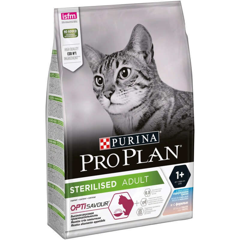 Purina Pro Plan (Пурина Про План) Sterilised Adult Cod & Trout - Сухой корм с треской и форелью для стерилизованных взрослых котов (1,5 кг) в E-ZOO