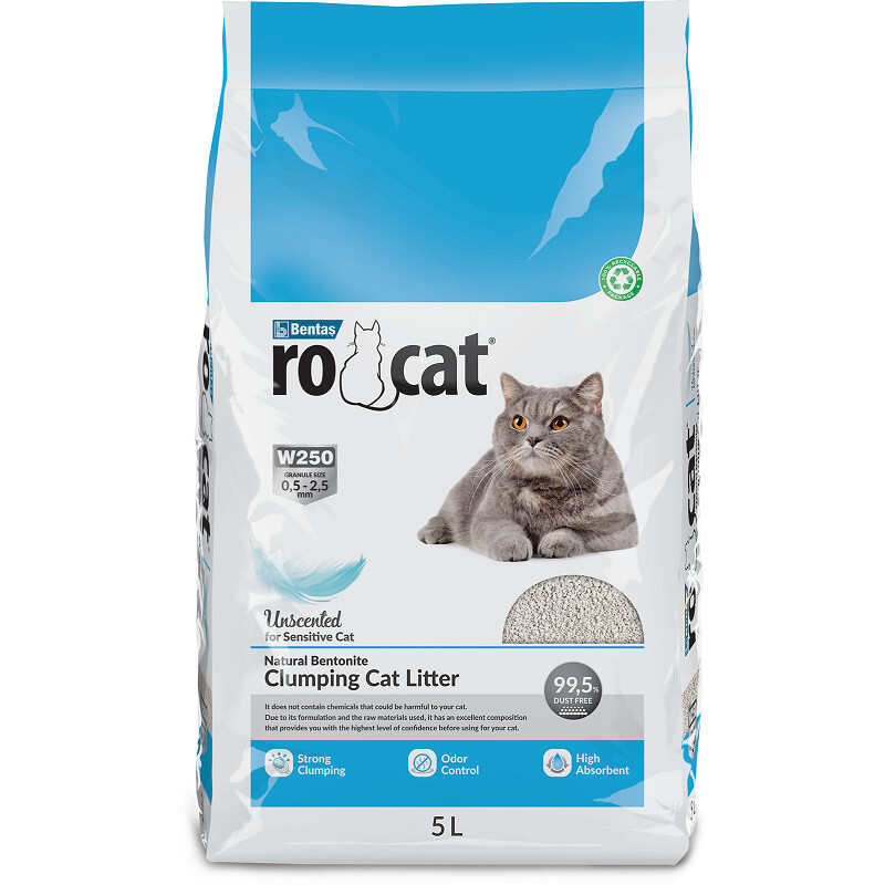 RoCat (РоКет) Cat Litter Unscented - Бентонітовий наповнювач для котячого туалету без аромату (5 л / 4,3 кг) в E-ZOO