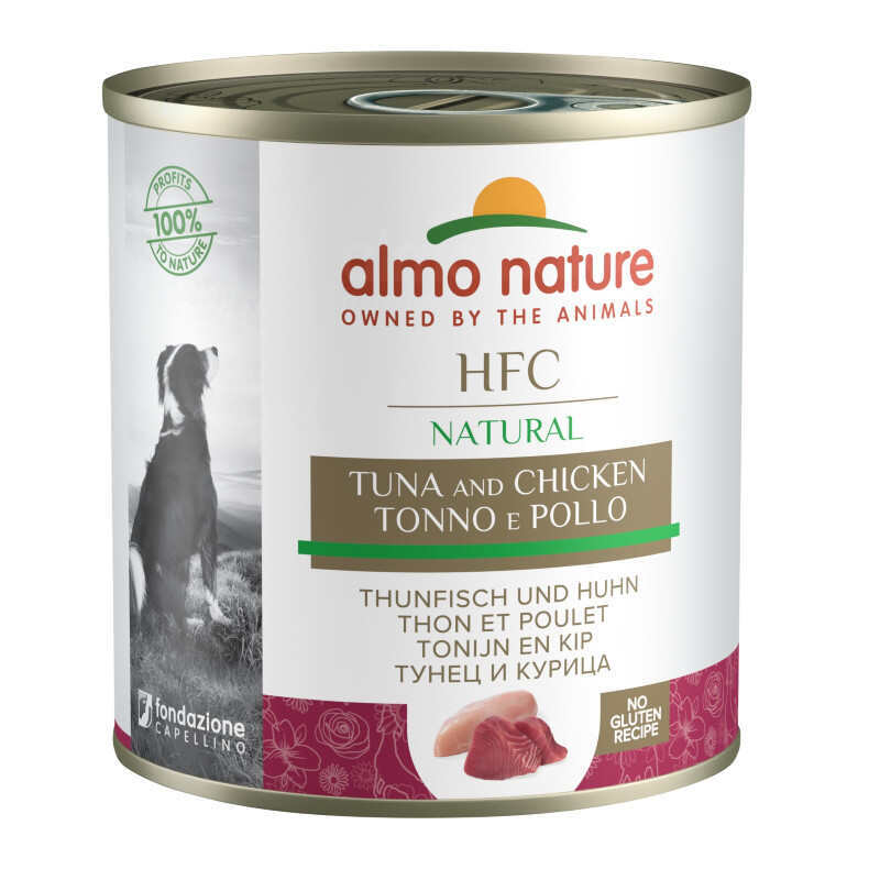 Almo Nature (Альмо Натюр) HFC Natural Adult Dog Tuna&Chicken - Консервированный корм с тунцом и курицей для взрослых собак (кусочки в соусе) (280 г Sale!) в E-ZOO