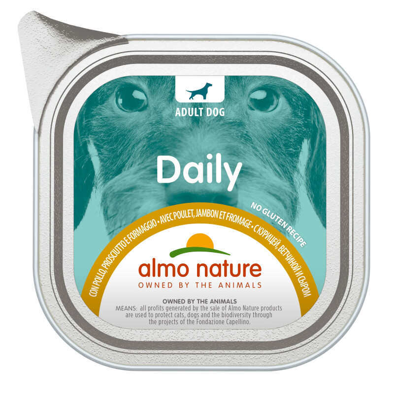 Almo Nature (Альмо Натюр) Daily Adult Dog Chicken, Ham Cheese - Консервований корм з куркою, шинкою та сиром для дорослих собак (100 г) в E-ZOO