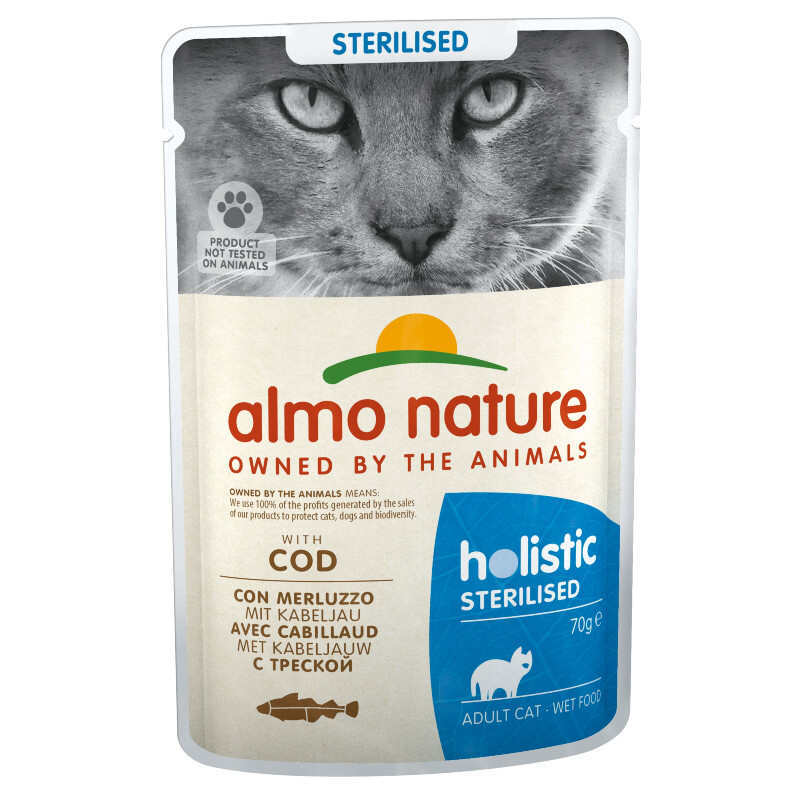 Almo Nature (Альмо Натюр) Holistic Sterilised Cat Cod - Влажный корм с треской для стерилизованных котов (кусочки в желе) (70 г) в E-ZOO