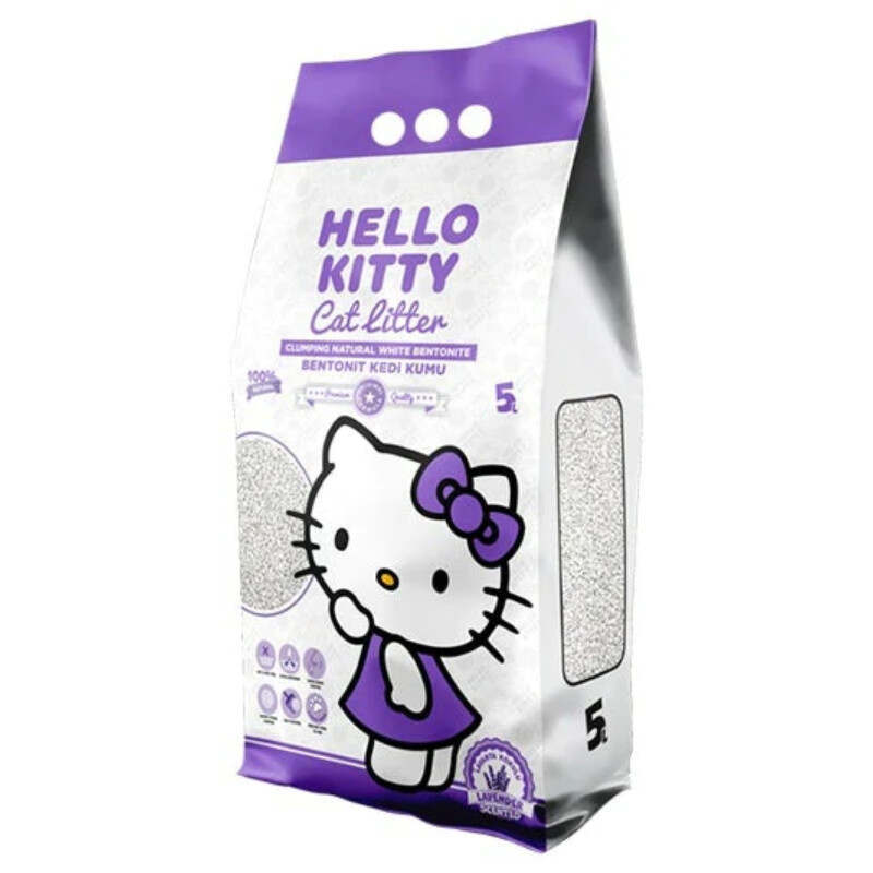 Hello Kitty (Хелоу Китти) Cat Litter Lavender - Белый бентонитовый наполнитель для кошачьего туалета с ароматом лаванды (5 л / 4,3 кг) в E-ZOO