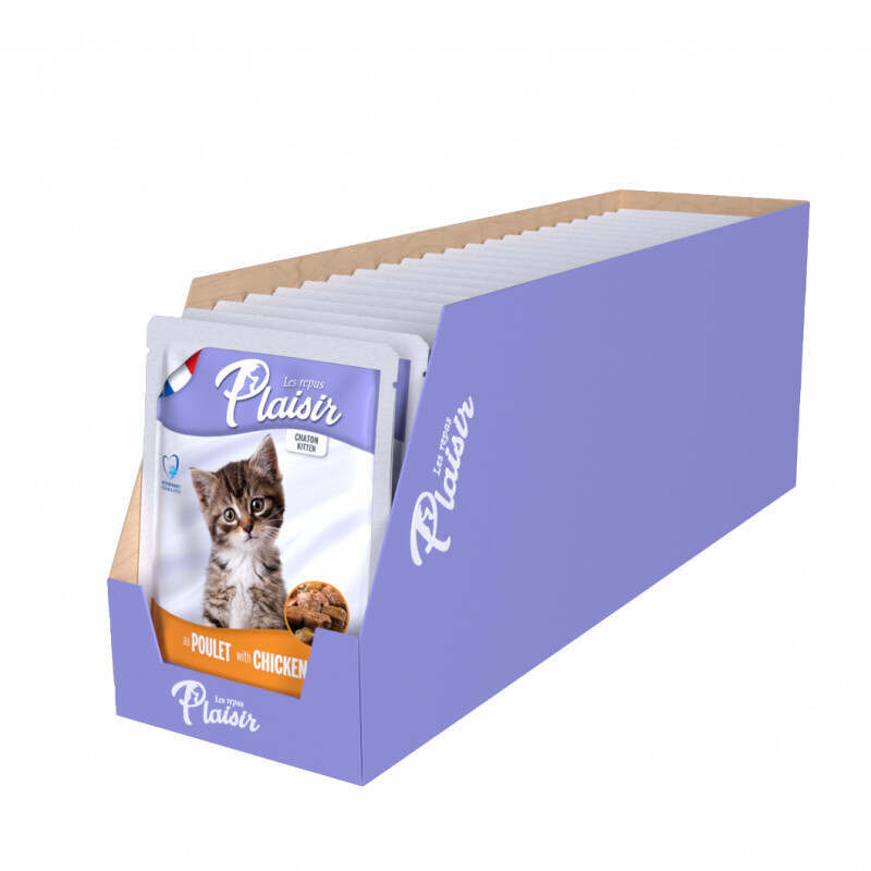 Plaisir (Плезир) Kitten Chicken Chunks In Gravy - Полнорационный влажный корм с курицей для котят (кусочки в соусе) (22х100 г (box)) в E-ZOO