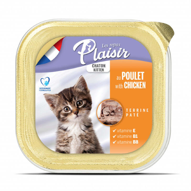 Plaisir (Плєзір) Kitten Chicken&Milk Terrine - Повнораціонний вологий корм з куркою та молоком для кошенят (террін) (100 г) в E-ZOO