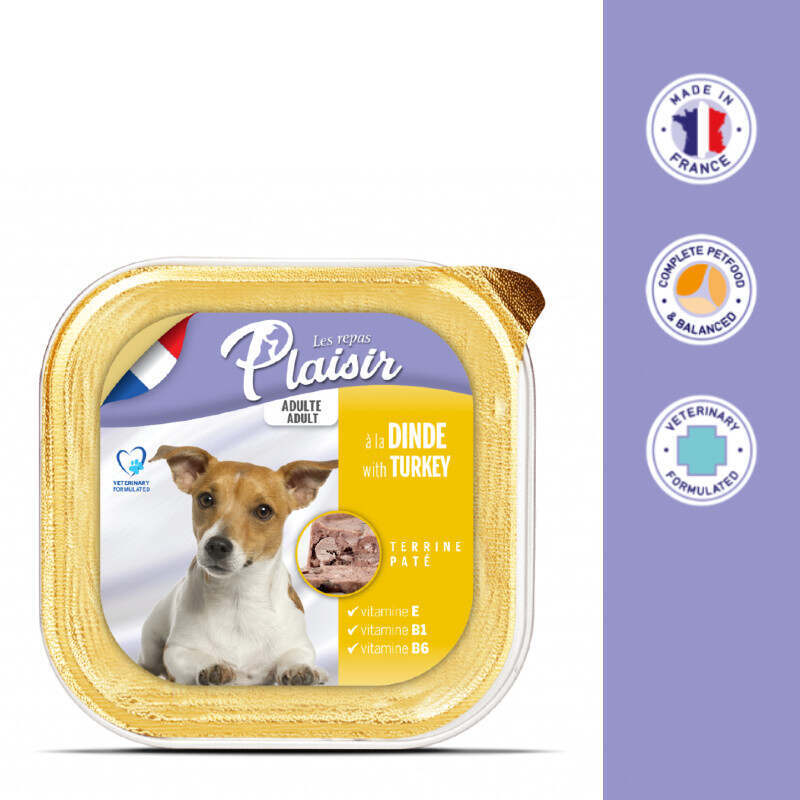 Plaisir (Плєзір) Adult Dog Turkey Terrine - Повнораціонний вологий корм з індичкою для дорослих собак (террін) (150 г) в E-ZOO