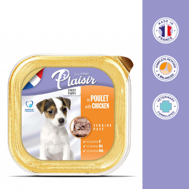 Plaisir (Плезир) Puppy Chicken Terrine - Полнорационный влажный корм с курицей для щенков (террин) (150 г) в E-ZOO