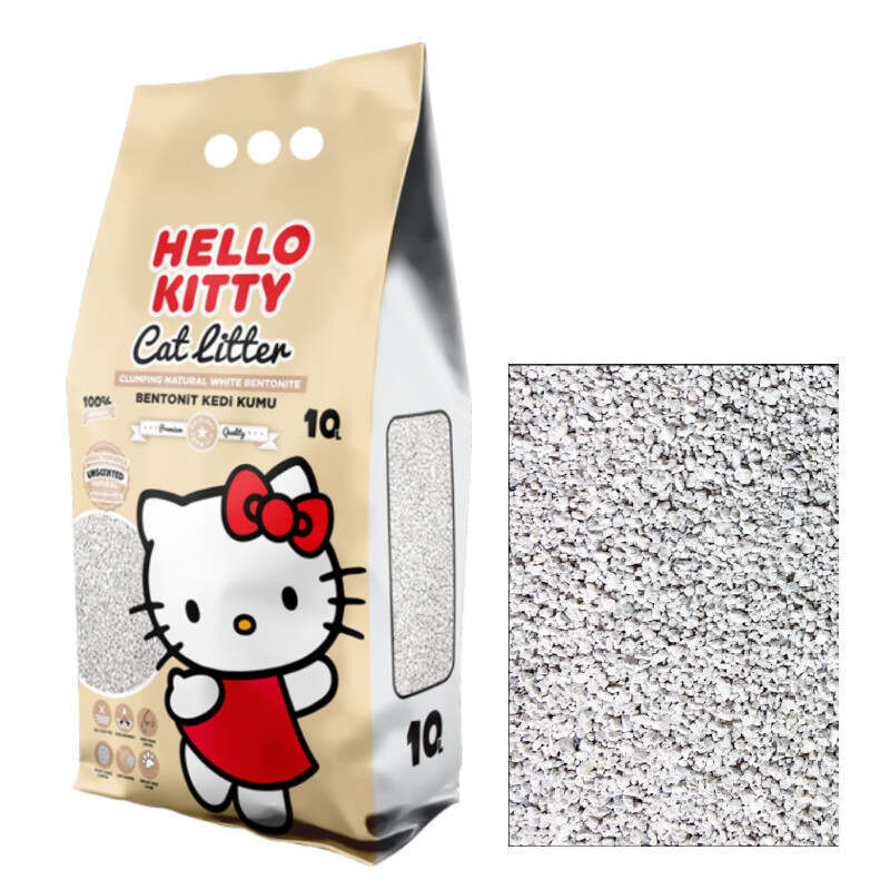 Hello Kitty (Хелоу Кітті) Cat Litter Natural - Білий бентонітовий наповнювач для котячого туалету без ароматизаторів (10 л / 8,5 кг) в E-ZOO