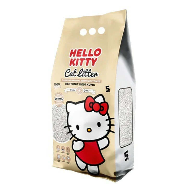 Hello Kitty (Хелоу Кітті) Cat Litter Natural - Білий бентонітовий наповнювач для котячого туалету без ароматизаторів (5 л / 4,3 кг) в E-ZOO