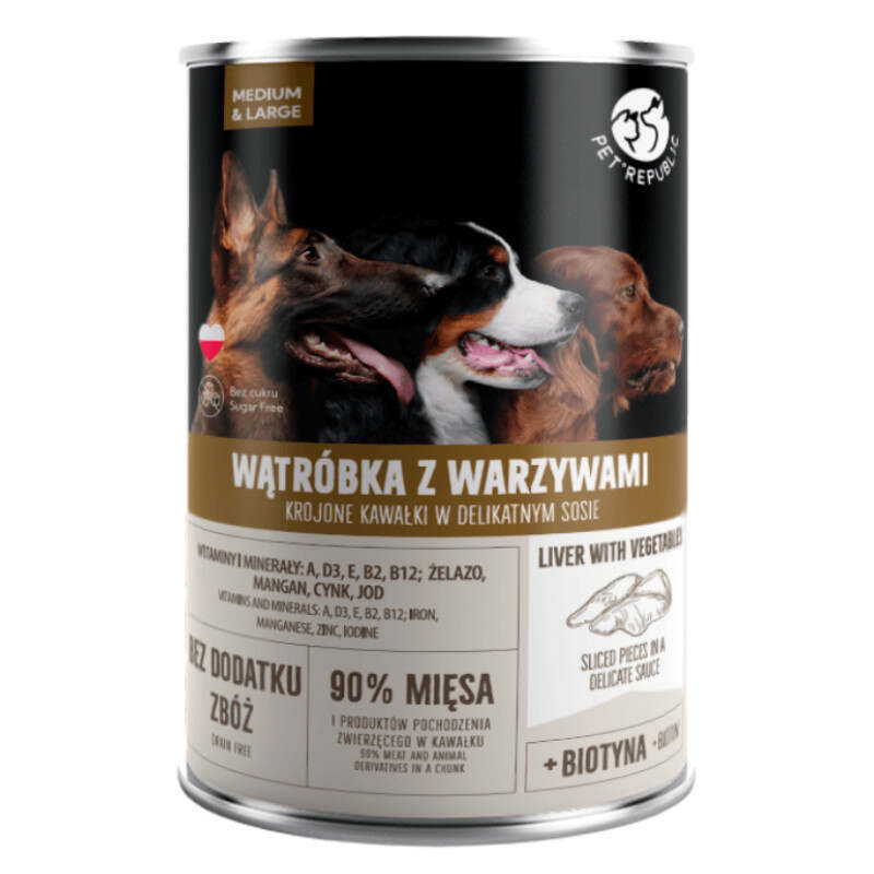 Pet Republic (Пет Репаблик) Liver&Vegetables Chunks in Sauce - Консервированный корм с печенью и овощами для собак крупных пород (кусочки в соусе) (1,25 кг) в E-ZOO