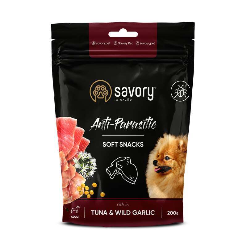 Savory (Сейвори) Soft Snacks Anti Parasite Tuna & Wild Garlic - Мягкие лакомства с тунцом и диким чесноком, с антипаразитарным эффектом для собак (200 г) в E-ZOO
