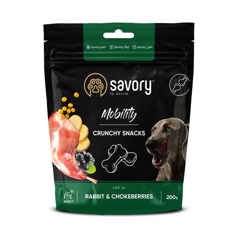 Savory (Сейвори) Crunchy Snacks Mobility Rabbit & Blackberry - Хрустящие лакомства с кролем и черноплодной рябиной для здоровья костей и суставов собак (200 г) в E-ZOO