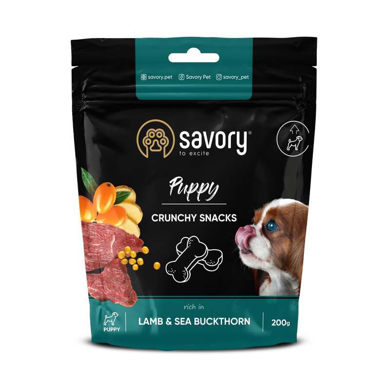 Savory (Сейвори) Crunchy Snacks Puppy Lamb & Sea Buckthorn - Хрустящие лакомства с ягненком и облепихой для щенков (200 г) в E-ZOO