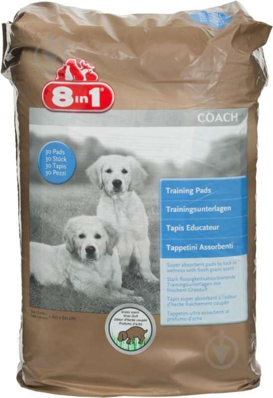 8in1 (8в1) Coaching Pads - Приучающие пеленки для собак и щенков, впитывающие (60х60 см / 30 шт.) в E-ZOO