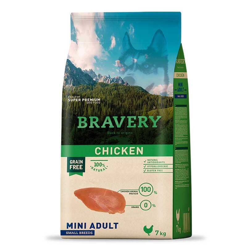 Bravery (Бравери) Chicken Adult Mini - Сухой беззерновой корм с курицей для взрослых собак малых пород (2 кг) в E-ZOO