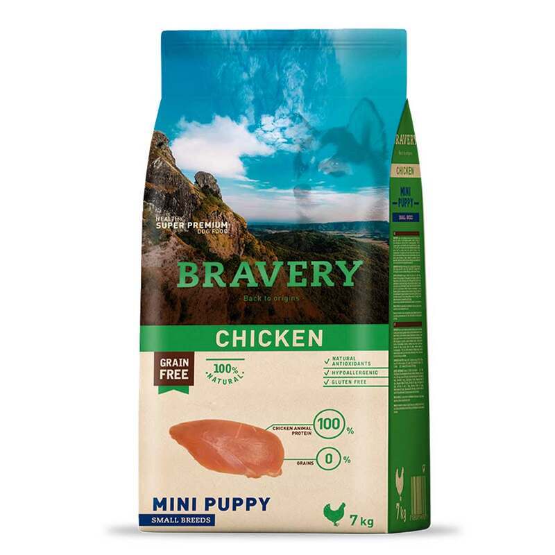 Bravery (Бравери) Chicken Puppy Mini - Сухой беззерновой корм с курицей для щенков собак малых пород (2 кг) в E-ZOO