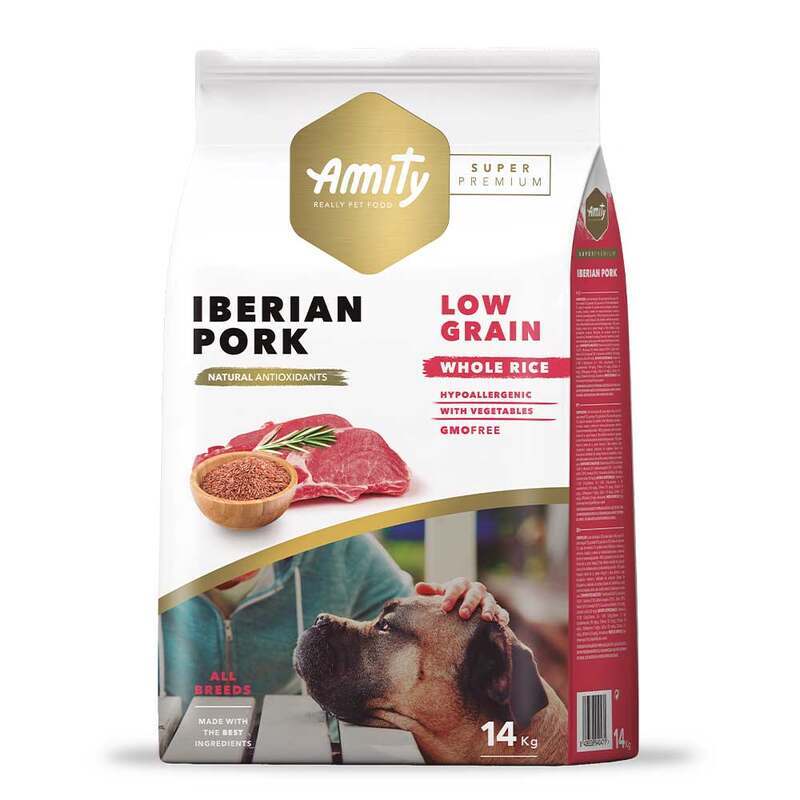 Amity (Аміті) Super Premium Low Grain Iberian Pork Adult - Сухий корм з іберійською свининою для дорослих собак різних порід (14 кг) в E-ZOO