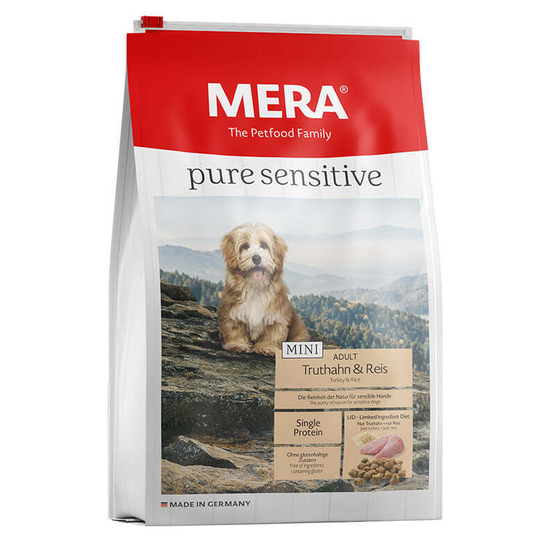Mera (Мера) Dog Pure Sensitive Mini Adult Turkey&Rice - Сухий корм з індичкою та рисом для дорослих собак дрібних порід (1 кг) в E-ZOO