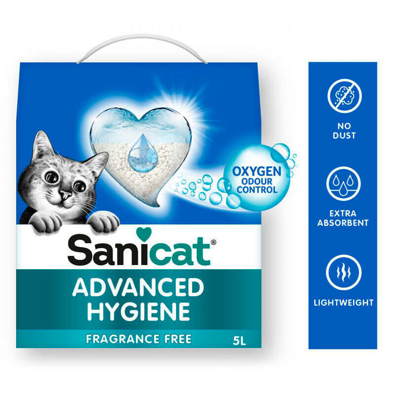 Sanicat (Саникет) Advanced Hygiene Cat Litter – Минеральный впитывающий наполнитель для кошачьего туалета без аромата (5 л / 2 кг Sale!) в E-ZOO