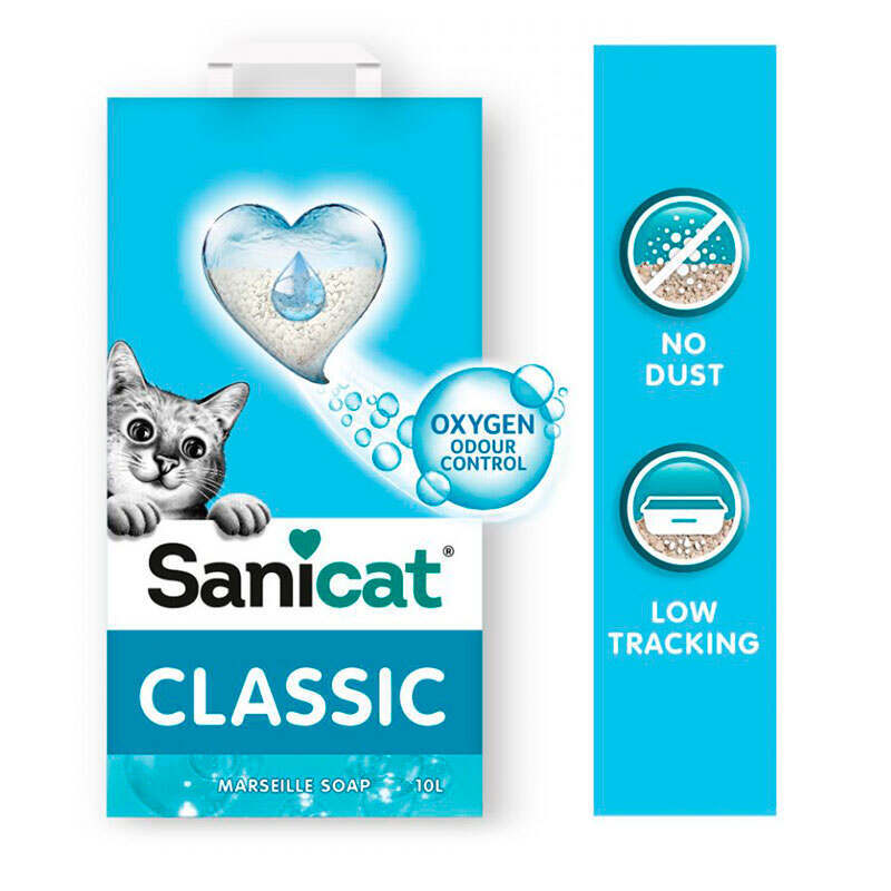 Sanicat (Санікет) Classic Marseille Soap Cat Litter – Мінеральний наповнювач, що поглинає рідину, з ароматом марсельского мила для котячого туалету (10 л / 5,5 кг) в E-ZOO