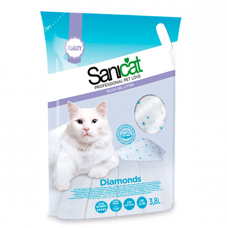 Sanicat (Санікет) Diamonds Cat Litter Unscented – Силікагелевий наповнювач, що поглинає рідину, для котячого туалету без аромату (5 л / 2,3 кг) в E-ZOO