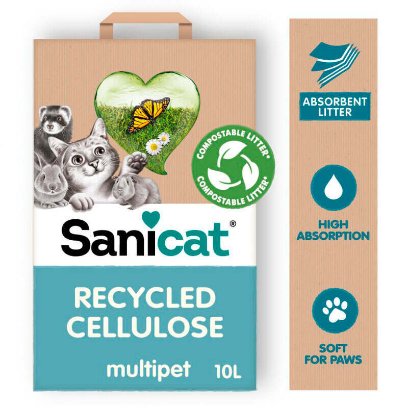 Sanicat (Санікет) Recycled Cellulose Cat Litter - Целюлозний наповнювач, що вбирає рідину, для котячого туалету (10 л / 3 кг) в E-ZOO