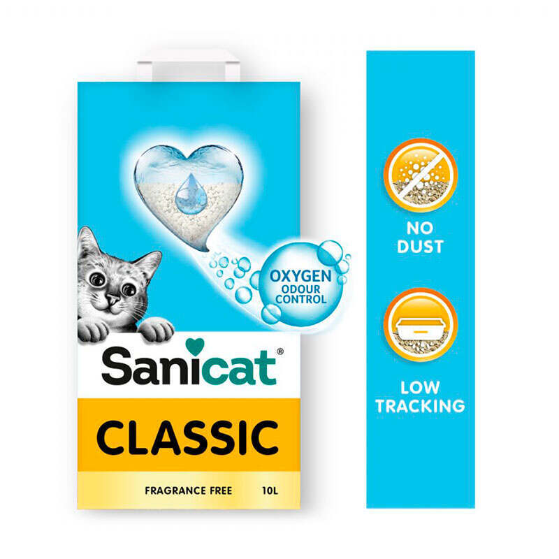 Sanicat (Санікет) Classic Cat Litter – Мінеральний наповнювач, що поглинає рідину, для котячого туалету без аромату (10 л / 5 кг) в E-ZOO