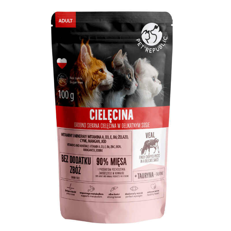 Pet Republic (Пет Репаблік) Veal Chunks in Sauce - Вологий корм з телятиною для дорослих котів (шматочки в соусі) (100 г Sale1!) в E-ZOO