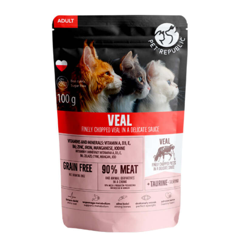 Pet Republic (Пет Репаблік) Veal Chunks in Sauce - Вологий корм з телятиною для дорослих котів (шматочки в соусі) (100 г) в E-ZOO