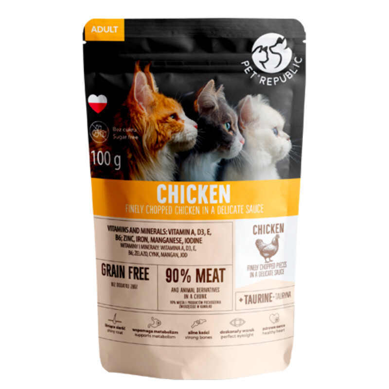 Pet Republic (Пет Репаблік) Chicken Chunks in Sauce - Вологий корм з куркою для дорослих котів (шматочки в соусі) (100 г) в E-ZOO