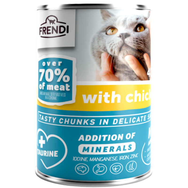 Frendi (Френди) Cat Chicken Chunks in Sauce - Консервированный корм с курицей для взрослых котов (кусочки в соусе) (400 г) в E-ZOO