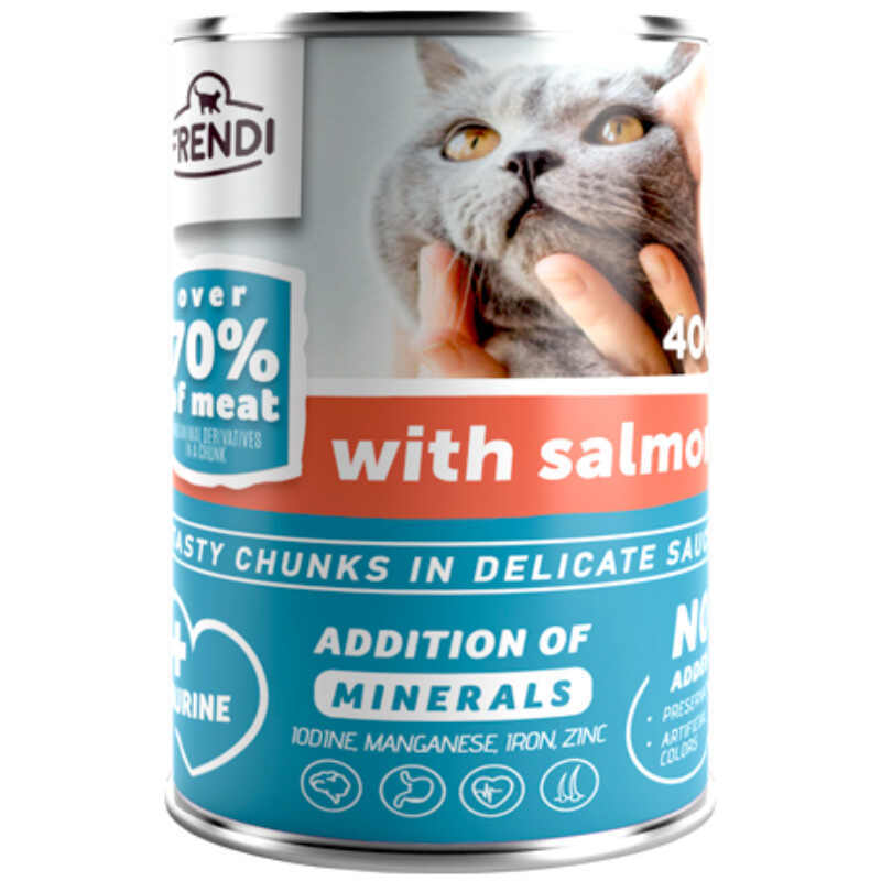 Frendi (Френди) Cat Salmon Chunks in Sauce - Консервированный корм с лососем для взрослых котов (кусочки в соусе) (400 г) в E-ZOO