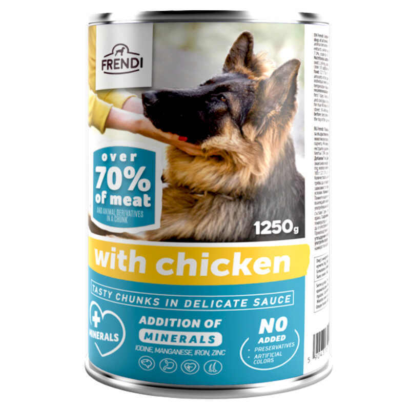 Frendi (Френді) Dog Chicken Chunks in Sauce - Консервований корм з куркою для дорослих собак різних порід (шматочки в соусі) (1,25 кг) в E-ZOO