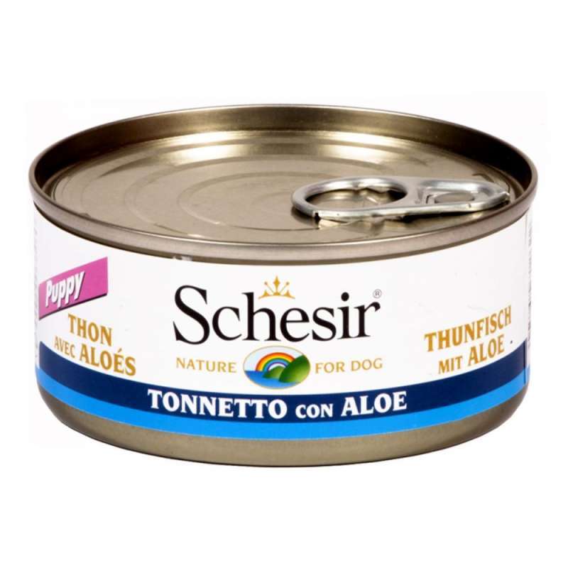 Schesir (Шезір) Puppy Tuna & Aloe - Консервований корм з тунцем і алое для цуценят (шматочки в желе) (150 г) в E-ZOO