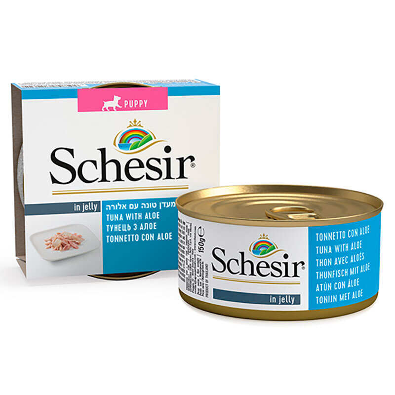 Schesir (Шезир) Puppy Tuna & Aloe - Консервированный корм с тунцом и алоэ для щенков (кусочки в желе) (150 г) в E-ZOO