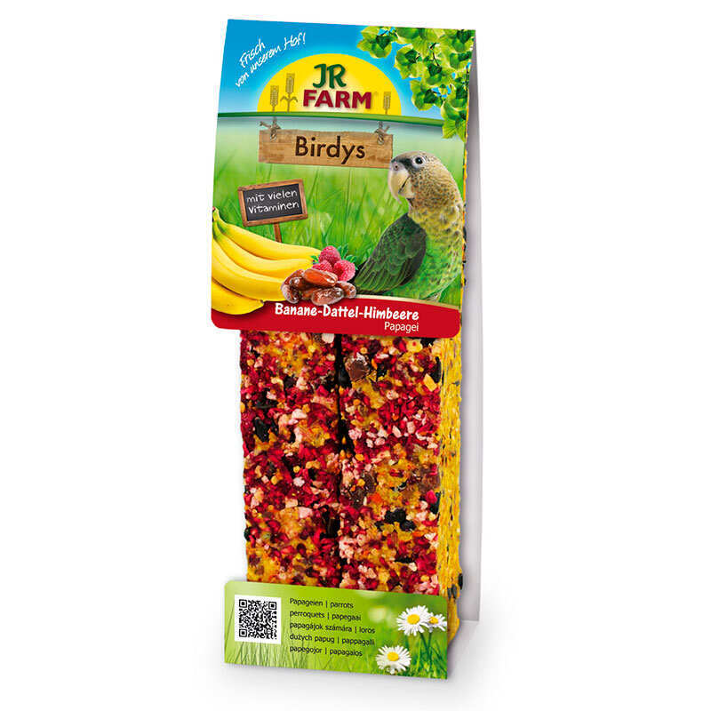 JR Farm (Джиэр Фарм) Birdys Bananas-Dates-Raspberrie – Лакомство с овощами, экзотическими фруктами, орехами, зерном, семечками для попугаев (260 г) в E-ZOO