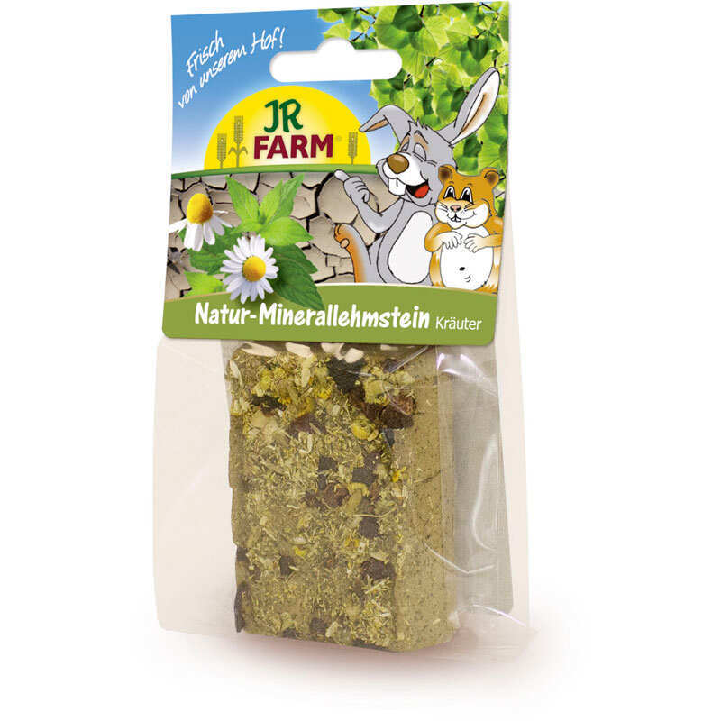 JR Farm (Джиэр Фарм) Natural Mineral Adobe Herbs – Камень минеральный глиняный с травами для всех видов грызунов и карликовых кроликов (100 г) в E-ZOO