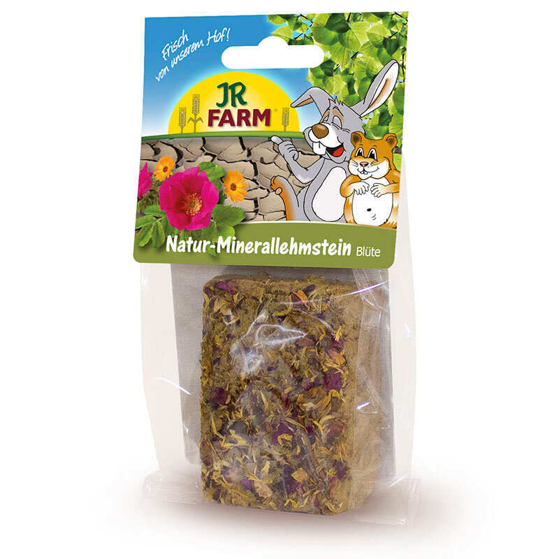 JR Farm (Джиэр Фарм) Natural Mineral Adobe Herbs – Камень минеральный глиняный с цветами для всех видов грызунов и карликовых кроликов (100 г) в E-ZOO