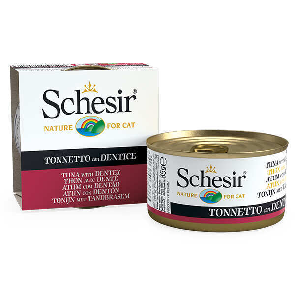 Schesir (Шезир) Tuna&Dentex - Консервированный корм с тунцом и зубаном для взрослых котов (кусочки в желе) (85 г) в E-ZOO