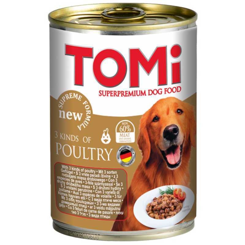 TOMi (Томи) 3 kinds of poultry - Консервированный корм с 3-мя видами птицы для собак (400 г) в E-ZOO