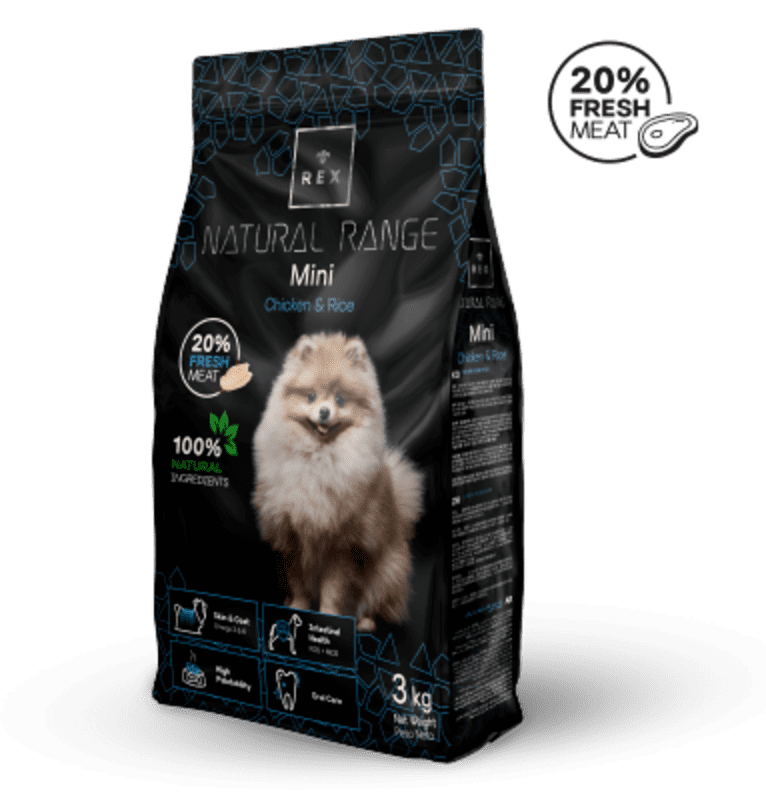 REX Natural Range (Рекс Натурал Рендж) Mini Chicken & Rice – Сухий корм зі свіжою куркою та рисом для дорослих собак малих порід (8 кг) в E-ZOO